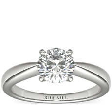 Classic Tapered Four Claw Solitaire Engagement Ring in 14k White Gold